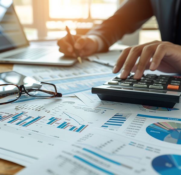 Persoon die financiële gegevens berekent.